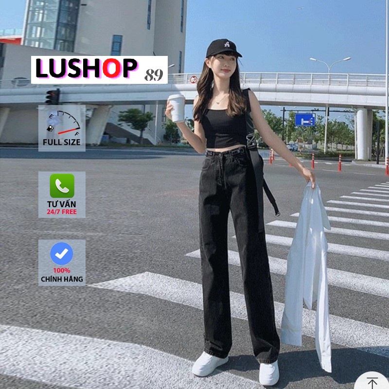 Quần jean bò ống rộng quần jean bò ống suông jeans nữ lưng cao cạp cao quần nữ đẹp hot QT27 lushop89 | BigBuy360 - bigbuy360.vn