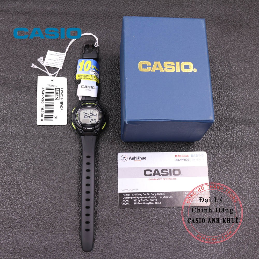 Đồng Hồ Nữ Casio LW-203-1BVDF Dây Nhựa Pin 10 Năm