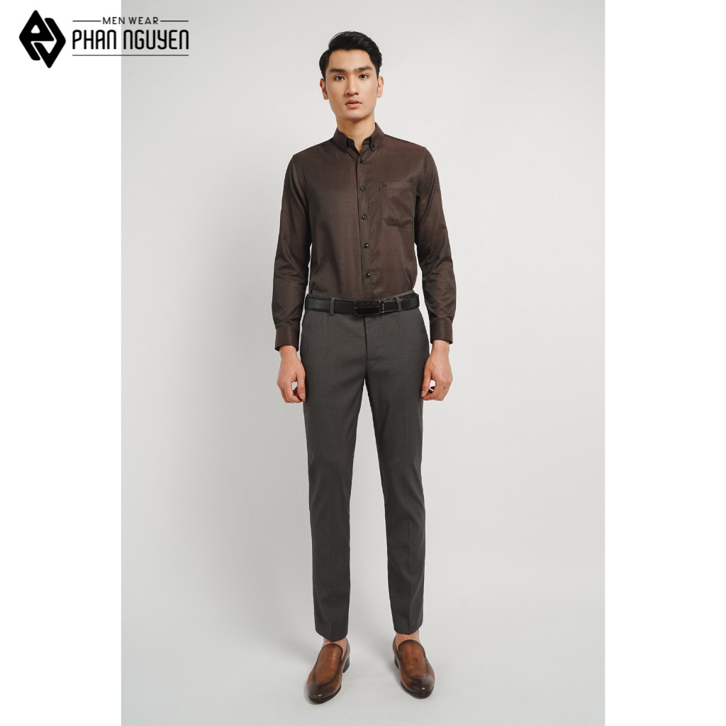 Áo sơ mi nam dài tay cao cấp Phan Nguyễn, thiết kế đơn giản pha dáng slim fit ôm gọn cơ thể, màu sắc nam tính SMD.671