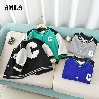 Áo khoác bóng chày thể thao AMILA lót lông cừu thời trang dành cho trẻ em