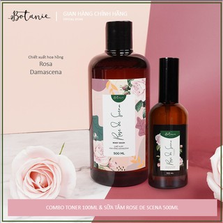 Combo sữa tắm và nước hoa hồng dưỡng ẩm cân bằng da Rose De Scena 500ml và 100ml [Botanie]