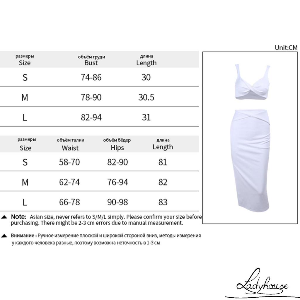 Ld Set Đồ 2 Món Gồm Áo Hai Dây Ngắn Màu Trơn Và Váy Dài Ôm Hông Màu Trắng / Xanh Lá / Cam Dành Cho Bạn Nữ