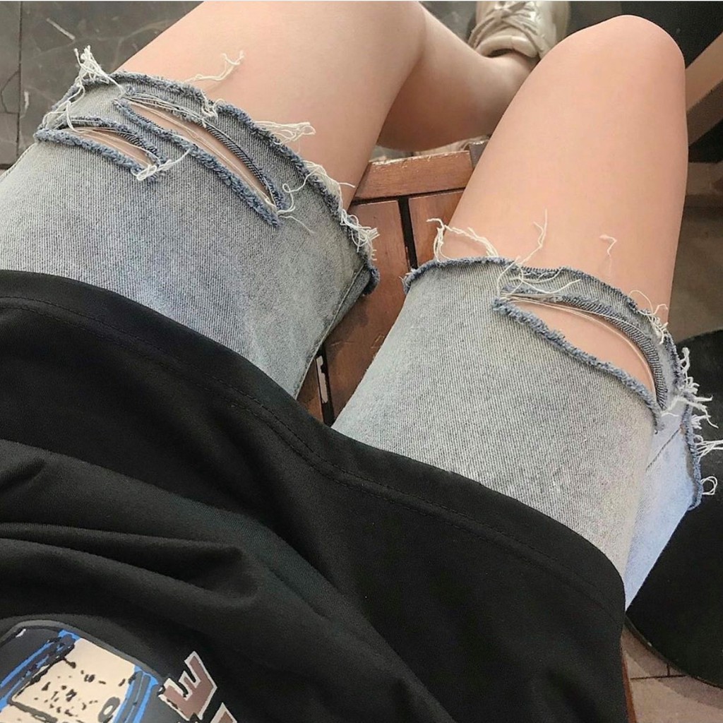 [Mã SKAMA8 giảm 8% đơn 300K] Quần Short Jean Ngố MON Rách Ulzzang