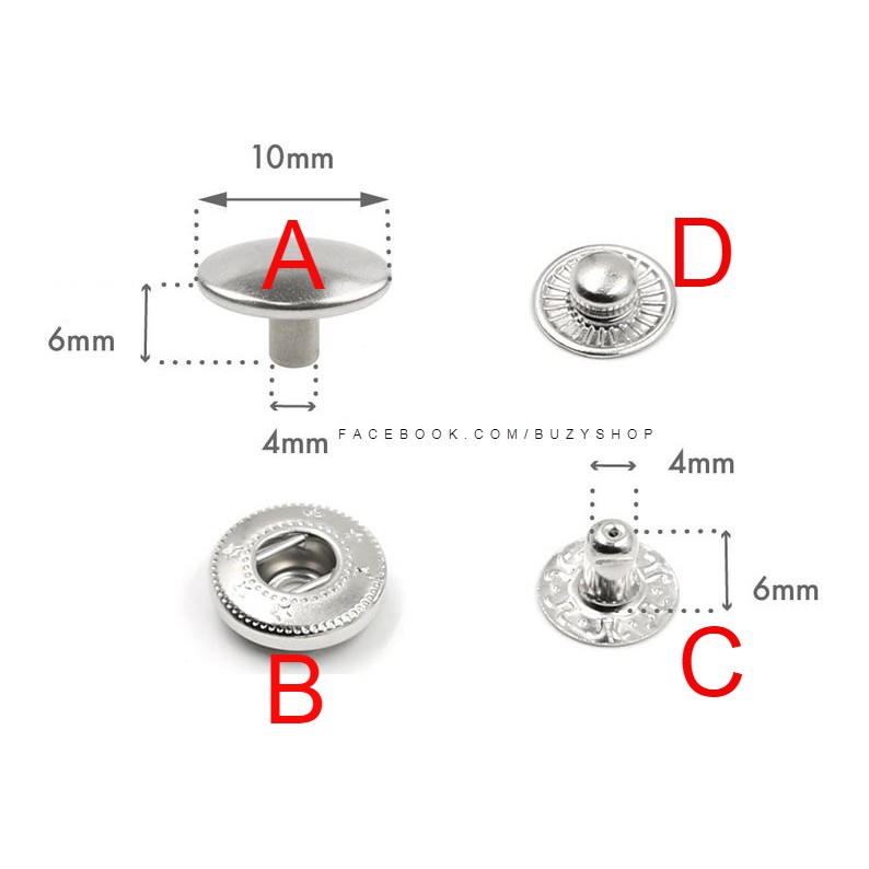 (1 bộ) (có kèm hướng dẫn) nút bấm màu đồng, nút túi ví, nút làm bóp da [nguyên liệu handmade, phụ liệu thủ công]