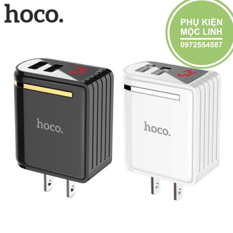Củ Sạc nhanh 2 cổng USB có đèn led HOCO C39 - hàng chính hãng