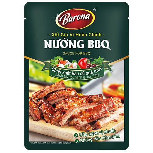 Combo 1 Gói Xốt Muối Kim Chi Hàn Quốc 180g Và 1 Gói Xốt Gia Vị Hoàn Chỉnh Barona Nướng BBQ 80g