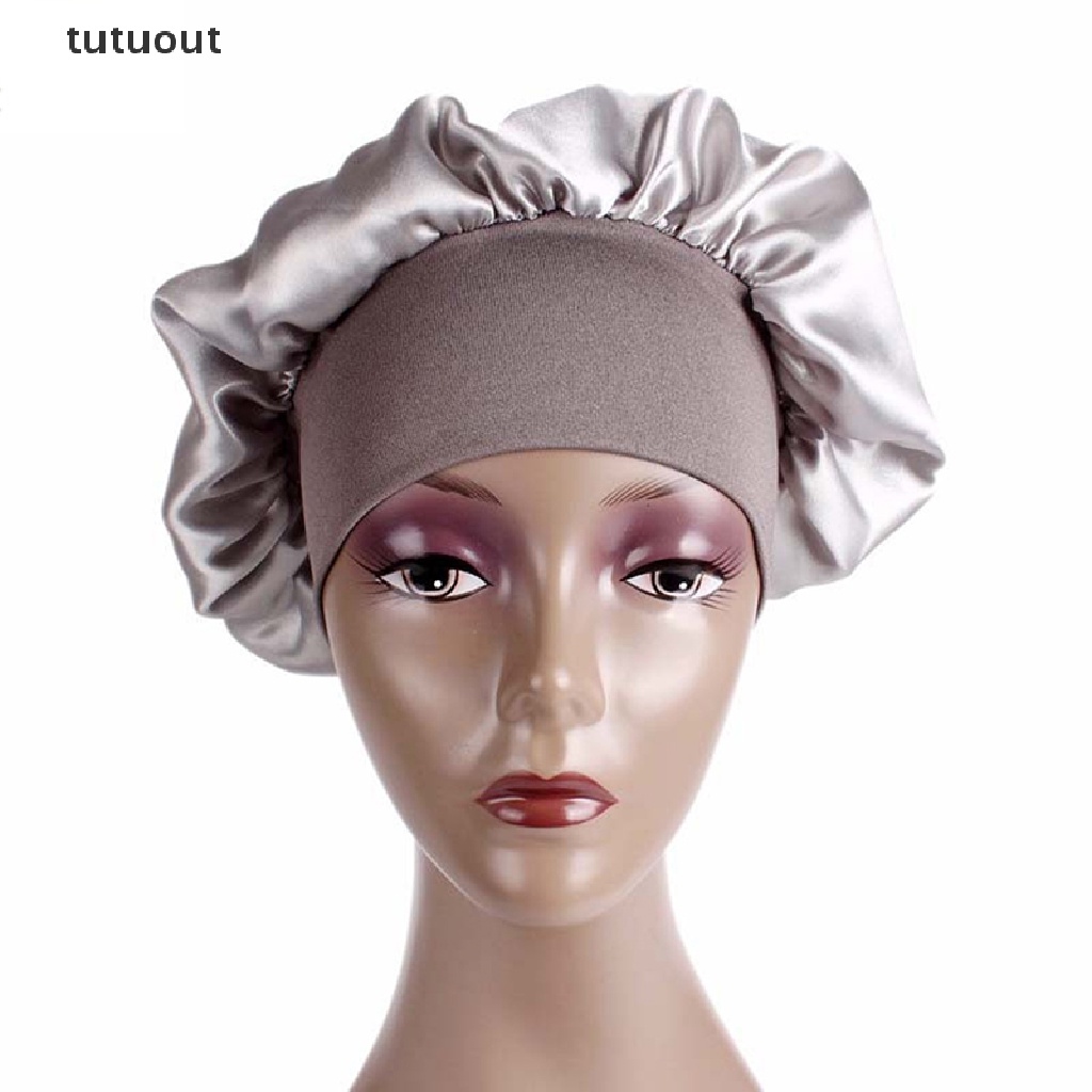 tutuout Solid Satin Bonnet Hair Styling Sleep Hat Wrap Shower Cap Hair Styling Tools TU