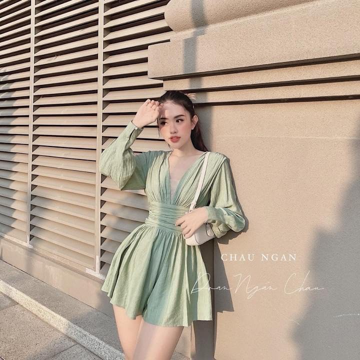 Jum ngắn 🍎SIÊU HOT🍎 cổ phối lưới, nhún eo, tay dài, siêu xinh, siêu hot, mặc đi chơi, ăn uống, xem phim, du lịch...