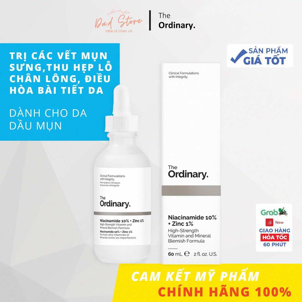 [𝑯𝒂̀𝒏𝒈 𝑨𝒖𝒕𝒉] Serum The Ordinary Niacinamide 10% + Zinc 1% - tinh chất dành cho da dầu, mụn 30ml - Da.d Store