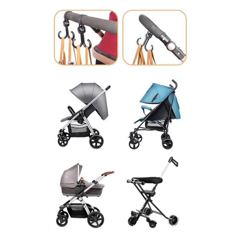 Bộ 2 Móc Treo Đồ Tiết Kiệm Không Gian Cho Xe Đẩy Em Bé