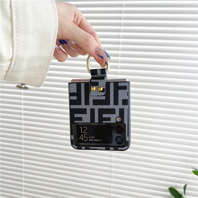 Bao Da Điện Thoại PU Tích Hợp Nhẫn Giữ Và Đế Hít Nam Châm Sang Trọng Cho Samsung Galaxy Z Flip 1 2 3 Samsung Galaxy Z Flip 4