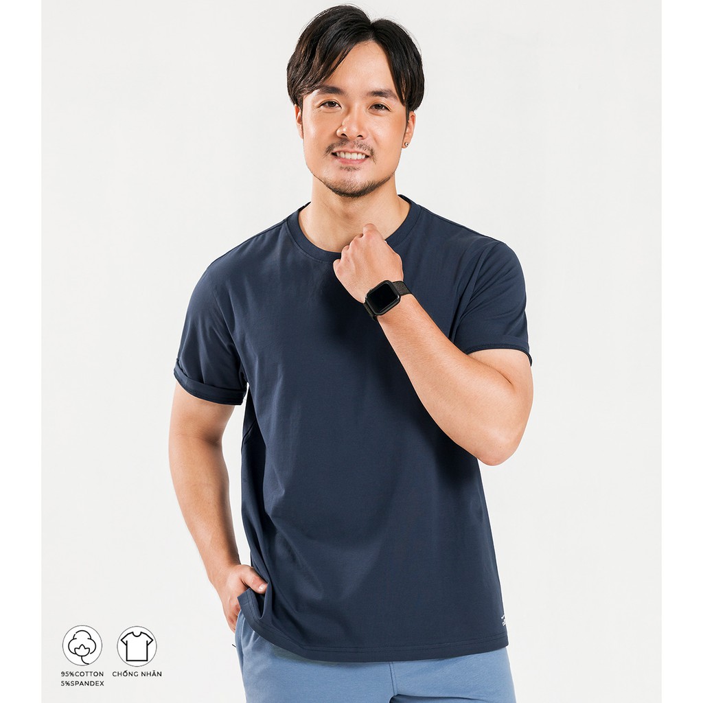 Áo thun nam Cotton Compact phiên bản Premium chống nhăn màu xanh lam thương hiệu Coolmate | BigBuy360 - bigbuy360.vn