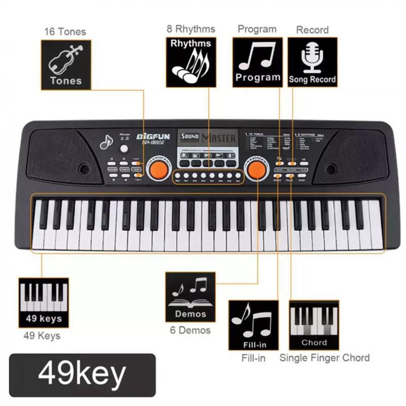 Bigfun 49 Keys Electronic Keyboard Piano Digital Music Key Board