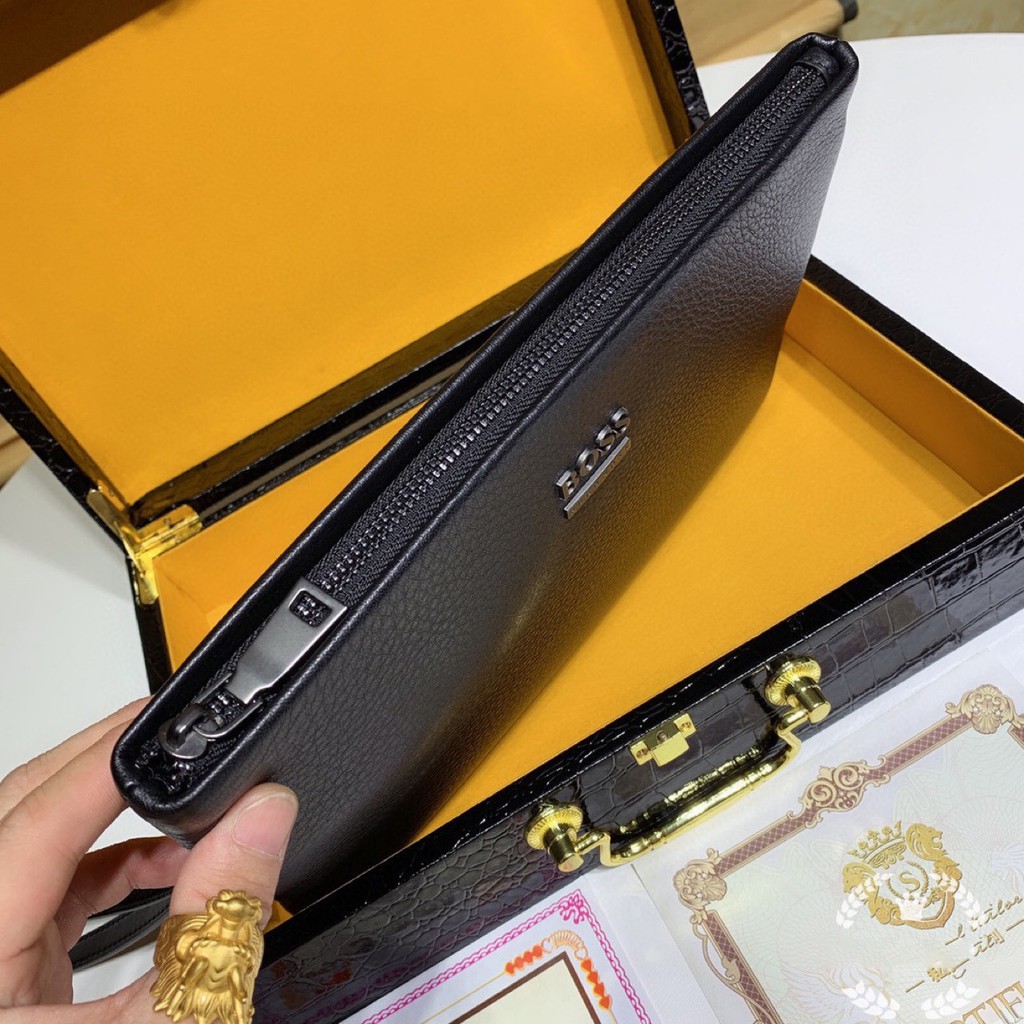 Clutch nam da bò CAO CẤP HUGO BOSS - BH 24tháng-đầy đủ hộp