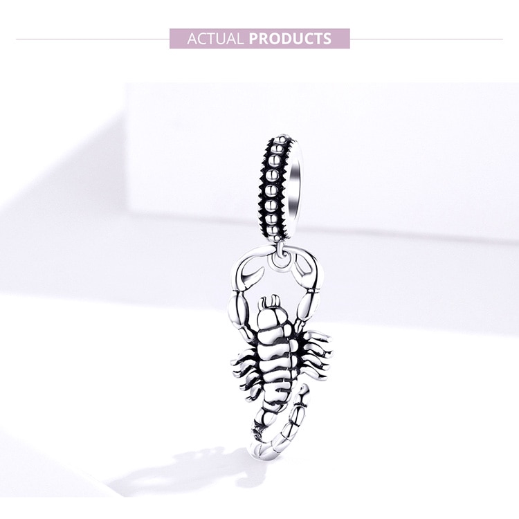 Hạt trang sức BAMOER SCC1329 bằng bạc 925 hình sao bọ cạp 3D dùng làm vòng tay hoặc dây chuyền