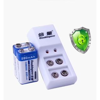 (CÓ SHIP HỎA TỐC) BỘ SẠC PIN VUÔNG DP-B09 TẶNG 1 PIN 9V 280MAH DOUBLEPOW