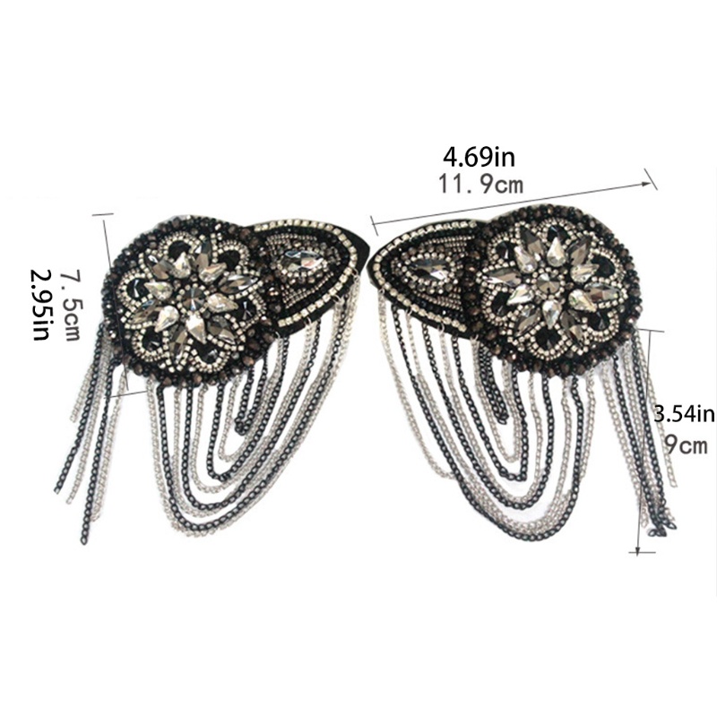 Miếng Đệm Vai Đính Đá Phối Dây Xích Tua Rua Phong Cách Vintage