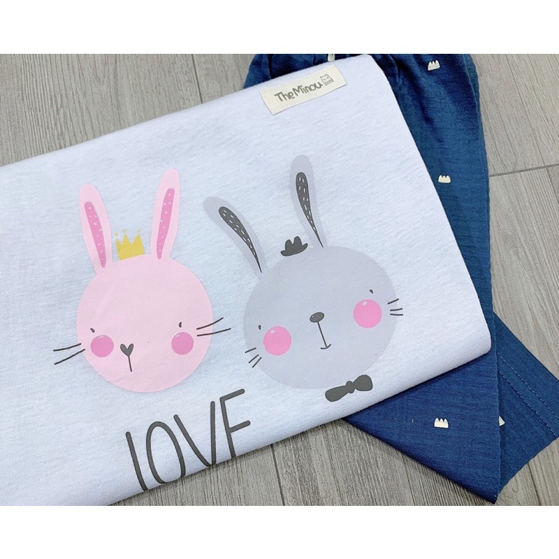 Bộ cotton giấy The Minou xuất Hàn dư xịn cho bé tra/ bé gái