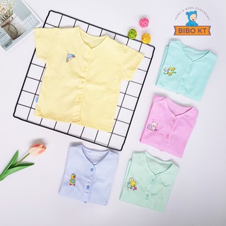 💓Set 5 áo cài giữa màu Bibo Kim Thu 100% cotton tay ngắn 1-6