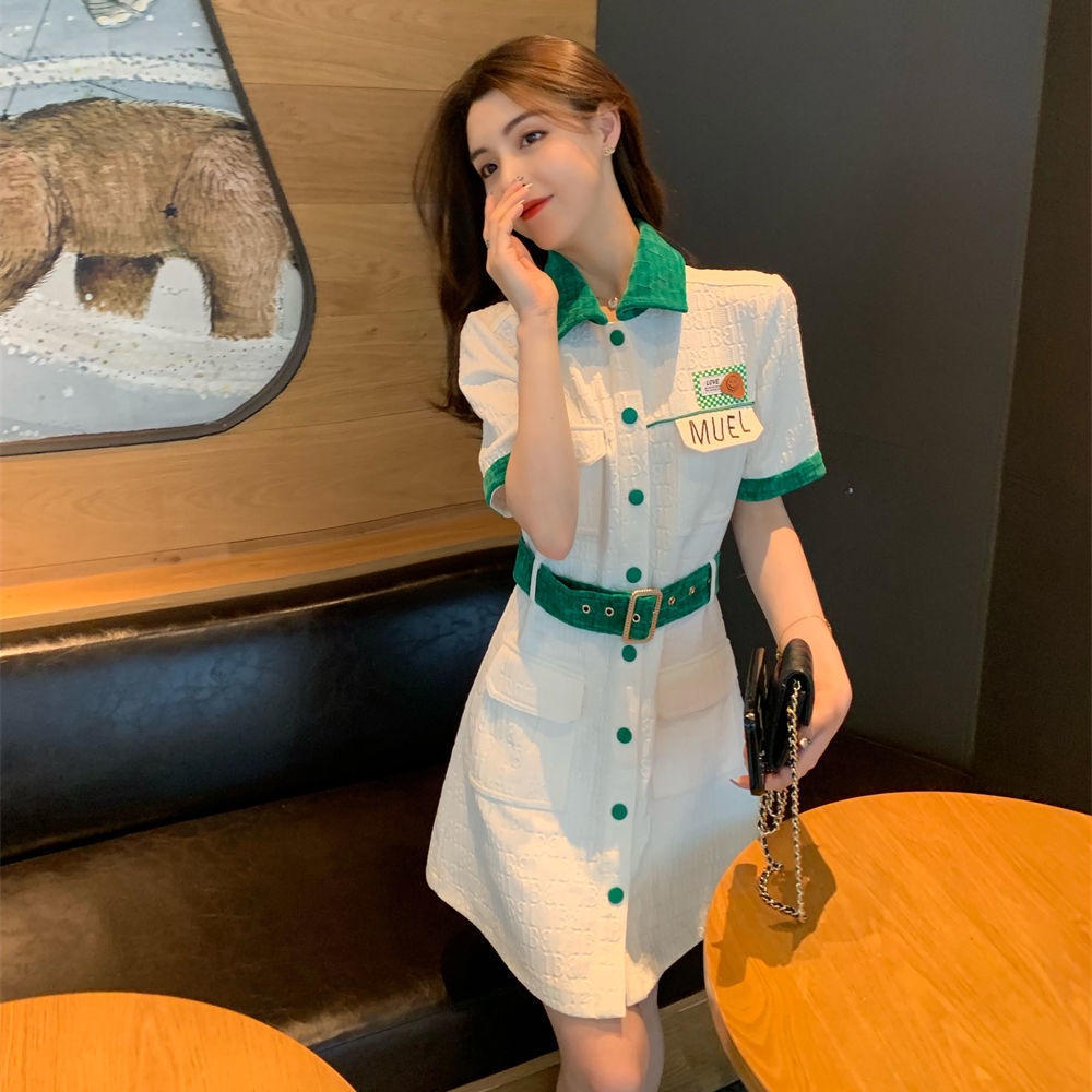 Đầm cổ polo eo ôm thiết kế sang trọng thời trang hè năm 2022 mới vintage cho nữ