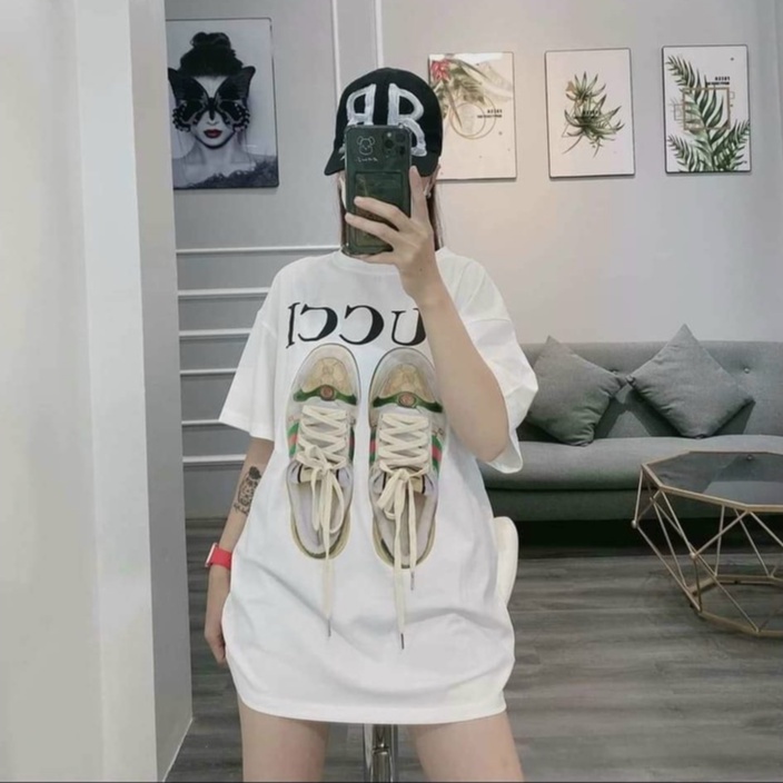 Áo Thun Unisex Phối Đôi Giày Có Dây,Áo Thun Nam Nữ Cá Tính Chất Đẹp