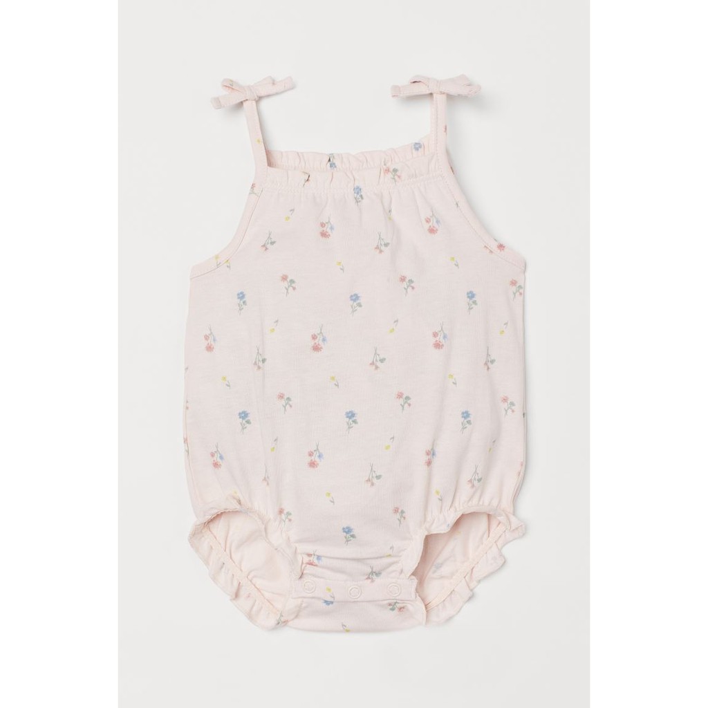 Bodysuits 2 dây bé sơ sinh, chất liệu cotton hữu cơ, màu hồng hoa nhí, xanh hoa nhí và xanh bi, Hờ mờ UK săn SALE