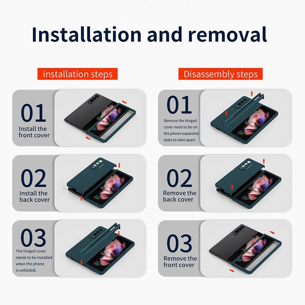 Bao Da Điện Thoại Kèm Ngăn Đựng Bút Cho Samsung Galaxy Z Fold 5 Z Fold 4 Fold 3