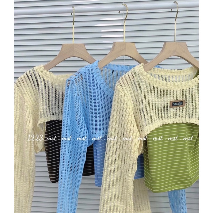 sét áo hai dây dáng ôm kèm cardigan luới phong cách hàn hàng Quảng châu đẹp (có sẵn)