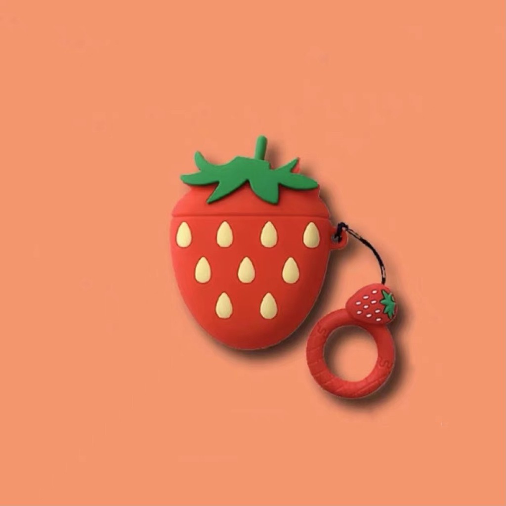 Vỏ bảo vệ hộp sạc tai nghe bằng silicon họa tiết trái cây dễ thương thích hợp cho Airpods 1 2 3 Pro