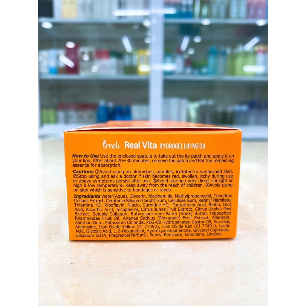Hộp 30 Miếng Mặt Nạ Môi Prreti Real Vita Hydrogel Lip Patch Hàn Quốc 70g
