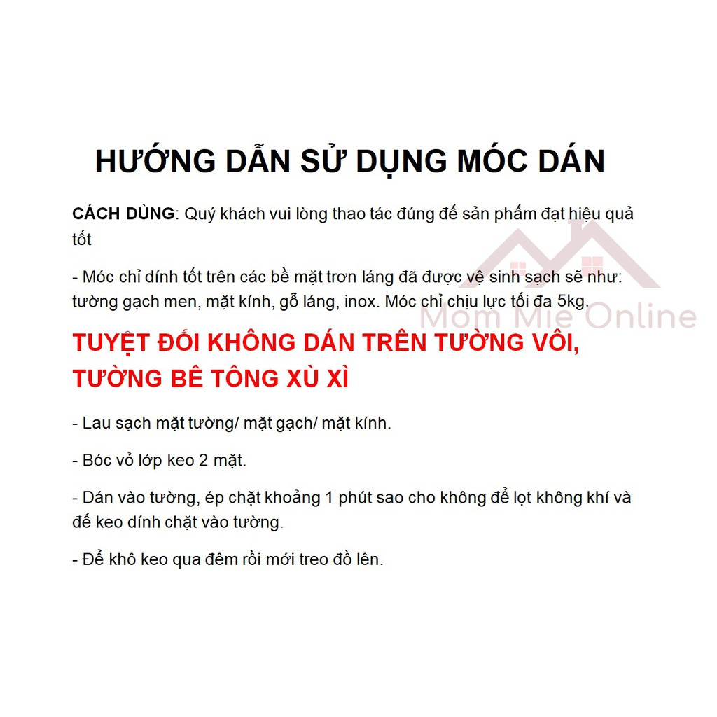 Bộ 5 móc dán tường bản lớn, chịu lực - J109