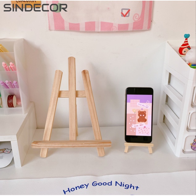 Giá đỡ điện thoại , kệ gỗ 3 chân để tablet bảng gỗ khung tranh ảnh gấp gọn tiện lợi Sindecor