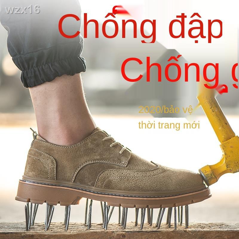 Giày nam bảo hiểm lao động Nhẹ, chống mùi, va đập, đâm thủng, An toàn công trường, Tấm thép vệ cũ, Đáy mềm, Nắp ngón châ