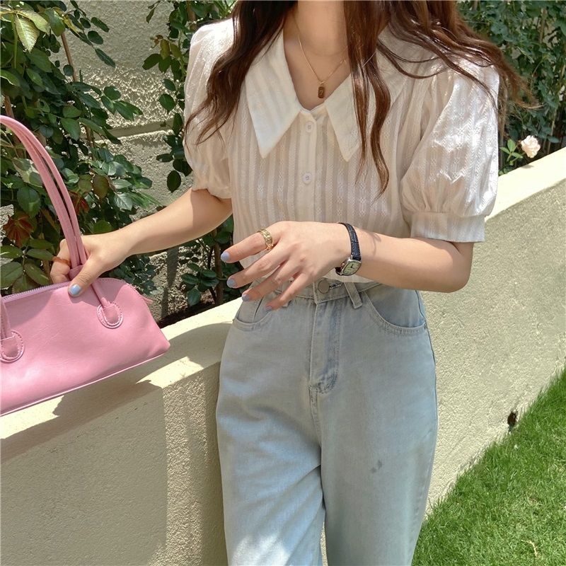 Áo Tay Ngắn Cổ Búp Bê Thời Trang Mùa Hè Hàng Mới Dành Cho Bạn Nữ