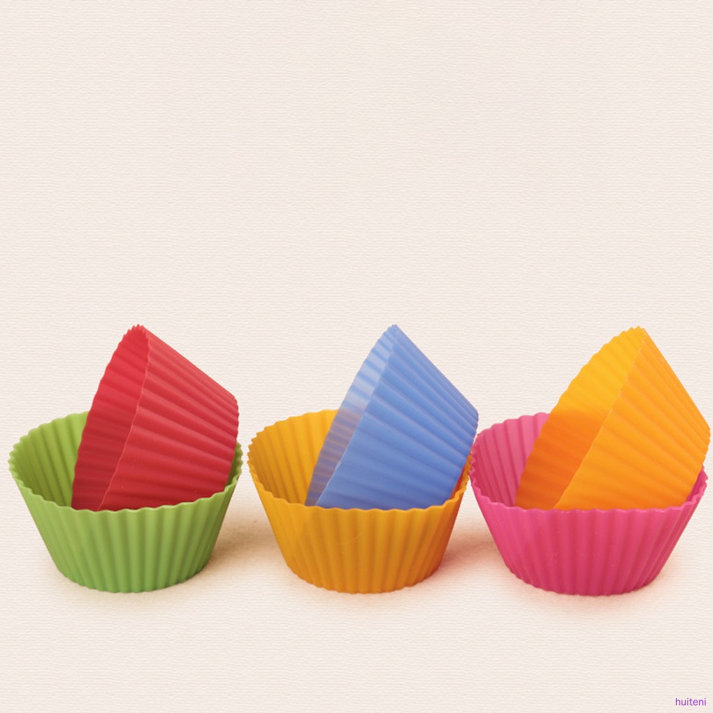 Set 8 Cốc Silicone Làm Bánh Cupcake Nhiều Màu Có Thể Tái Sử Dụng