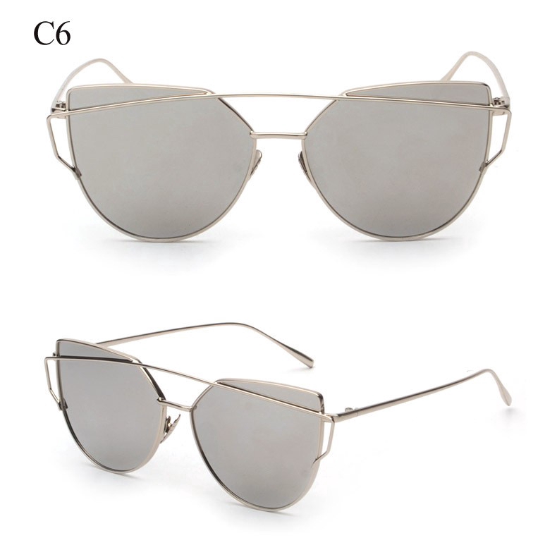 Kính mát mắt mèo tráng gương gọng kim loại Samjune