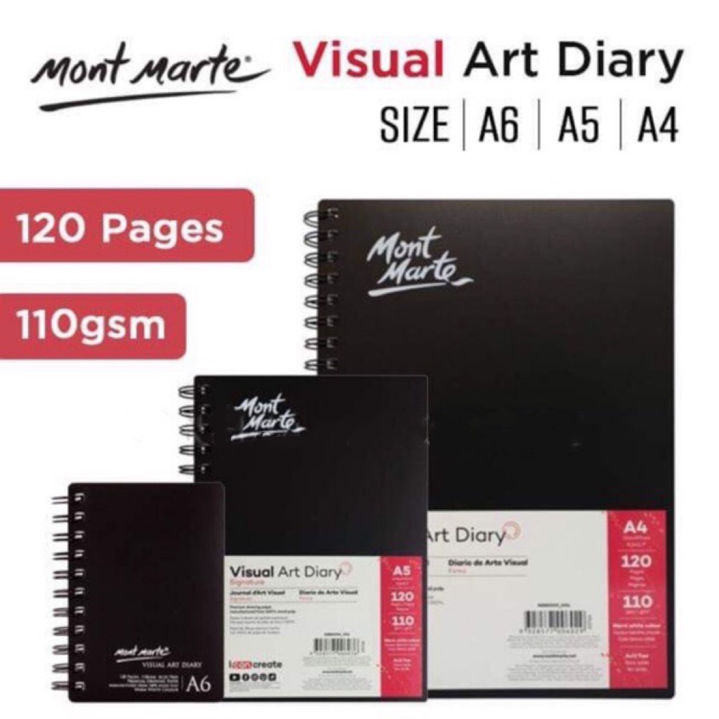 Sổ Sketch Book Mont Marte Bìa Cứng Gáy Lò Xo A3/ A4/ A5 - 120 Trang