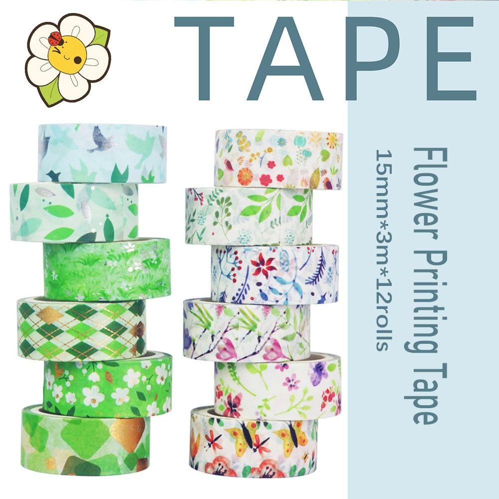 12 Cuộn Băng Keo Màu Cầu Vồng Trang Trí Scrapbook