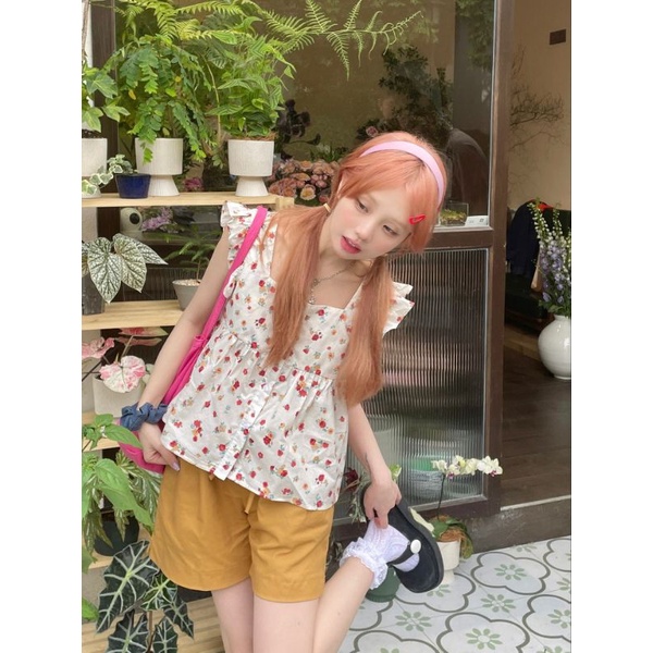 Áo babydoll không tay hoa nhí oder taobao