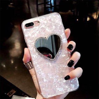 [ IPHONE ] ỐP Lưng vân Đá Trắng Gương Trái Tim