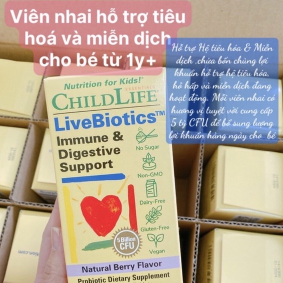 Sữa non kết hợp men tiêu hoá cho bé Childlife Probiotics with Colostrum - BAABEELAND