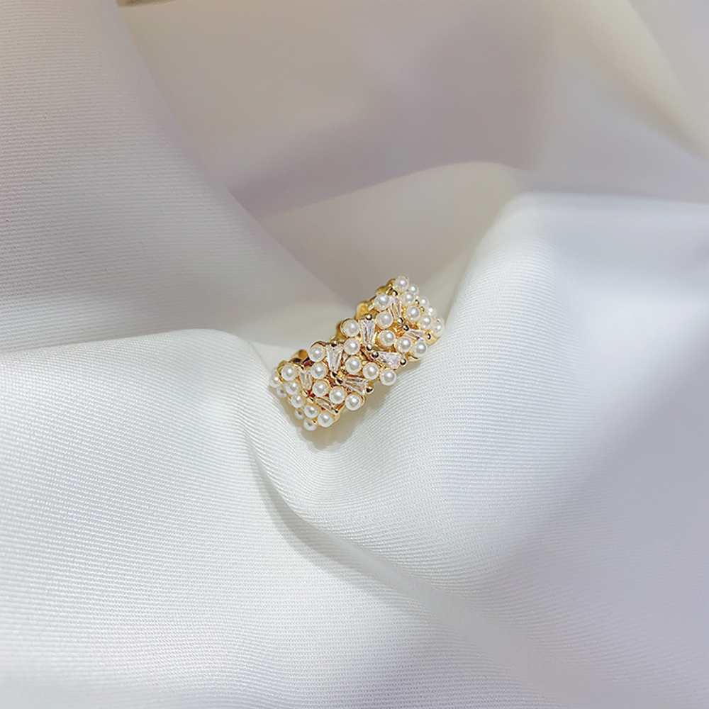 Nhẫn Đeo Tay Kim Loại Đính Ngọc Trai Giả Xinh Xắn Cho Nữ