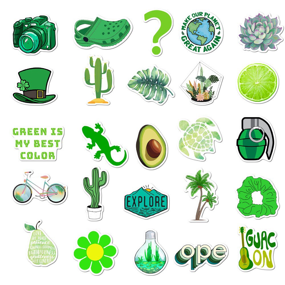 H133 - Sticker MÀU XANH LÁ độc đáo - PVC/ Hình dán Chống nước Hoạ tiết