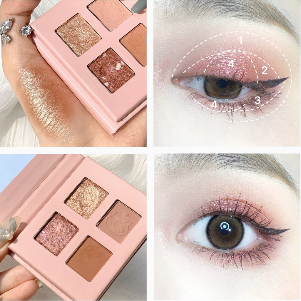 Bảng phấn mắt nhũ lì 4 ô lấp lánh Ruhuatuo Animation Senabeauty | BigBuy360 - bigbuy360.vn