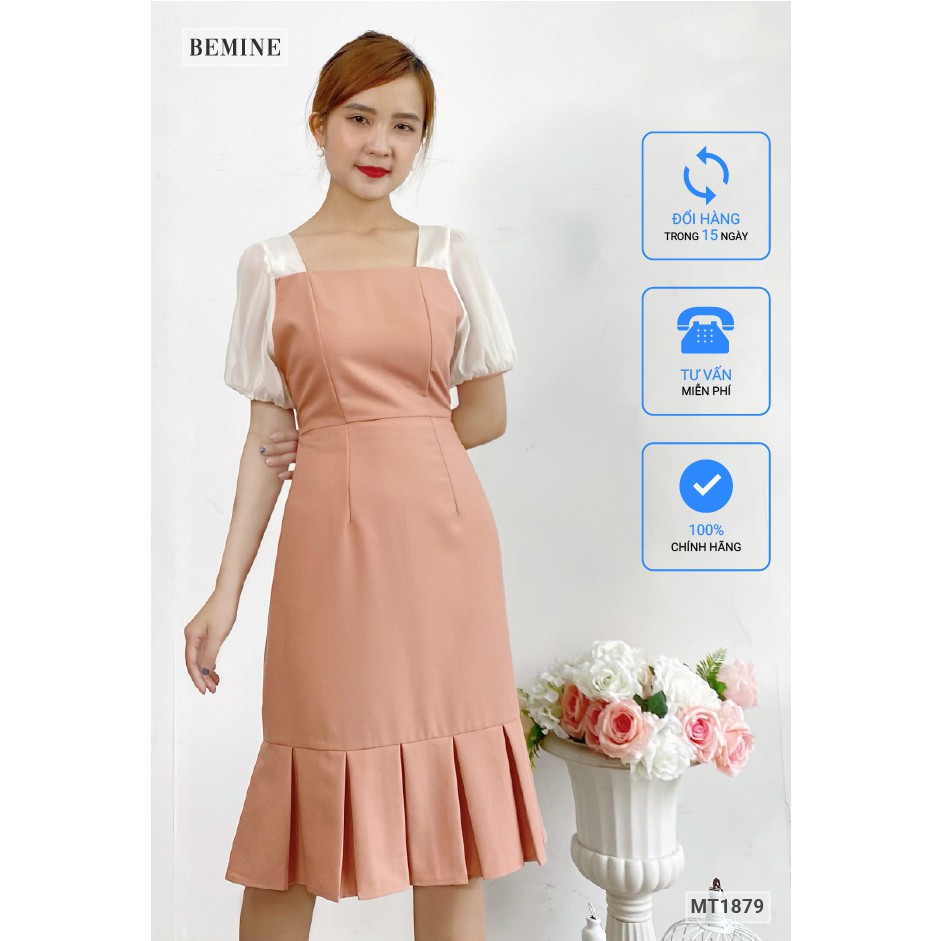 Đầm cổ vuông đuôi cá tay phối trắng BEMINE MT1879DA