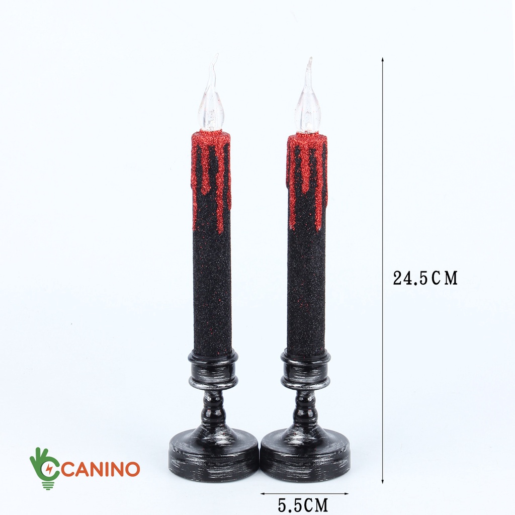 🍀🍀🍀 Combo 2 Nến điện tử Halloween đèn Led ánh sáng vàng nhấp nháy sơn nhũ siêu đẹp mắt
