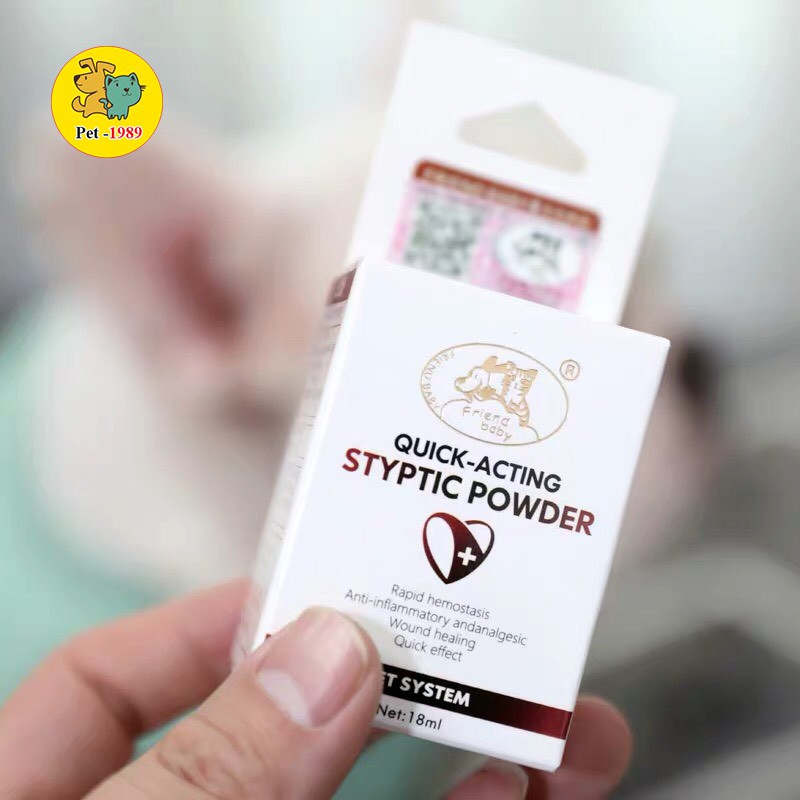 Bột Cầm Máu Cho Chó Mèo Chim Friend baby Quick-Acting Styptic Powder Lọ 18g Pet-1989