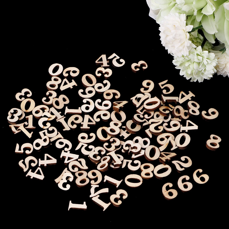 Set 100 chữ số bằng gỗ từ 0-9 15mm trang trí thủ công