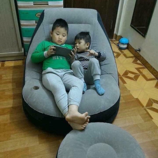 [Hàng Cao Cấp] Ghế hơi tựa lưng bọc nhung tặng kèm đệm hơi lót chân và bơm điện- Bảo hành 12 tháng