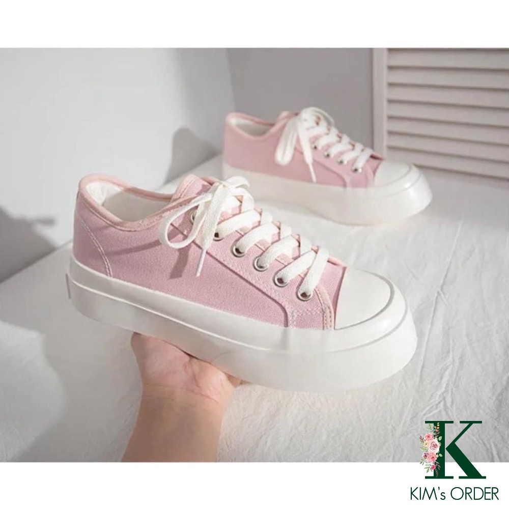 Giày thể thao nữ sneaker đế bằng bánh mì basic độn đế vải canvas bata màu pastel phong cách Ulzzang Hàn Quốc đủ size